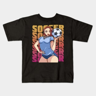 Female Soccer Player Boys Girls Goalkeeper Futbol Lover Gift Kids T-Shirt